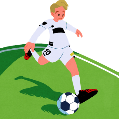 サッカーボールを蹴るユニフォーム姿の少年のイラスト
