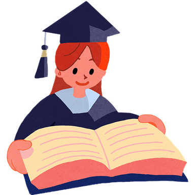 帽子をかぶり本を読む女性のイラスト