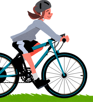 ヘルメットをかぶって自転車に乗る人物のイラスト